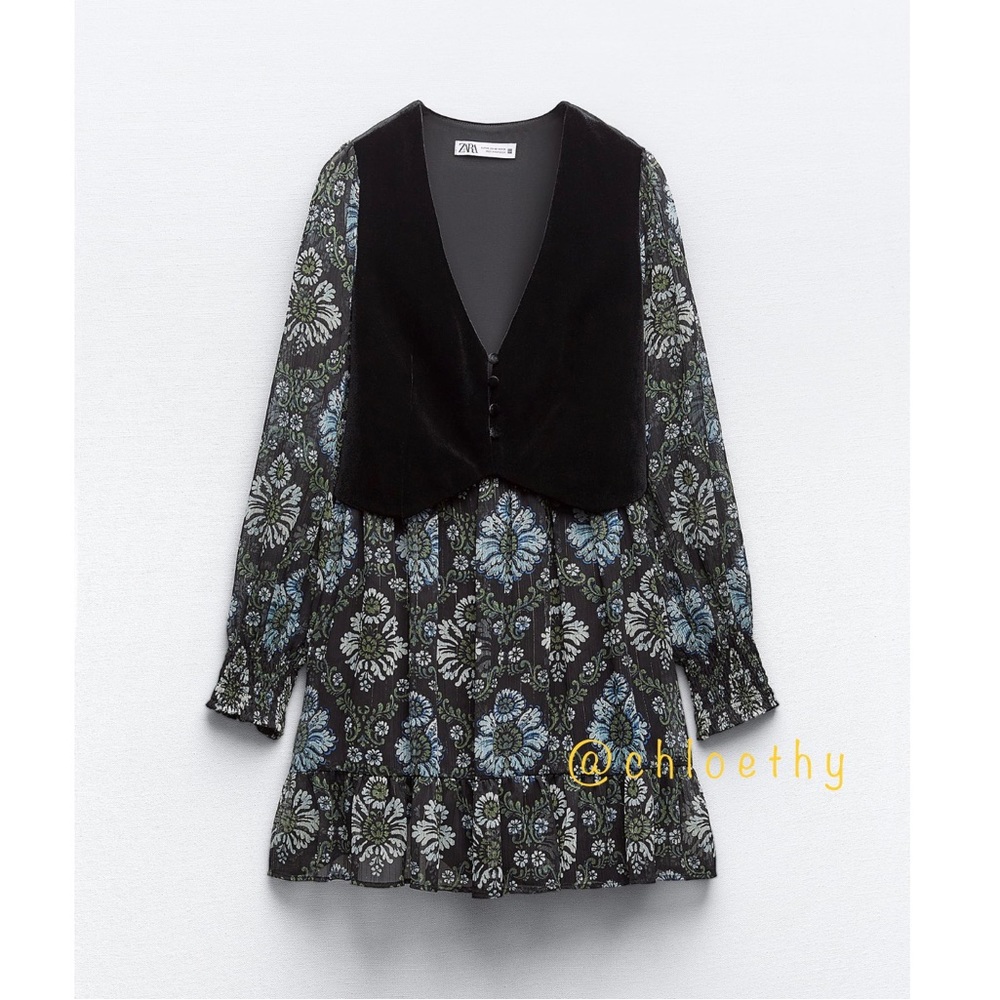 Zara PRINTED DRESS WITH VEST - Picture 2 of 8